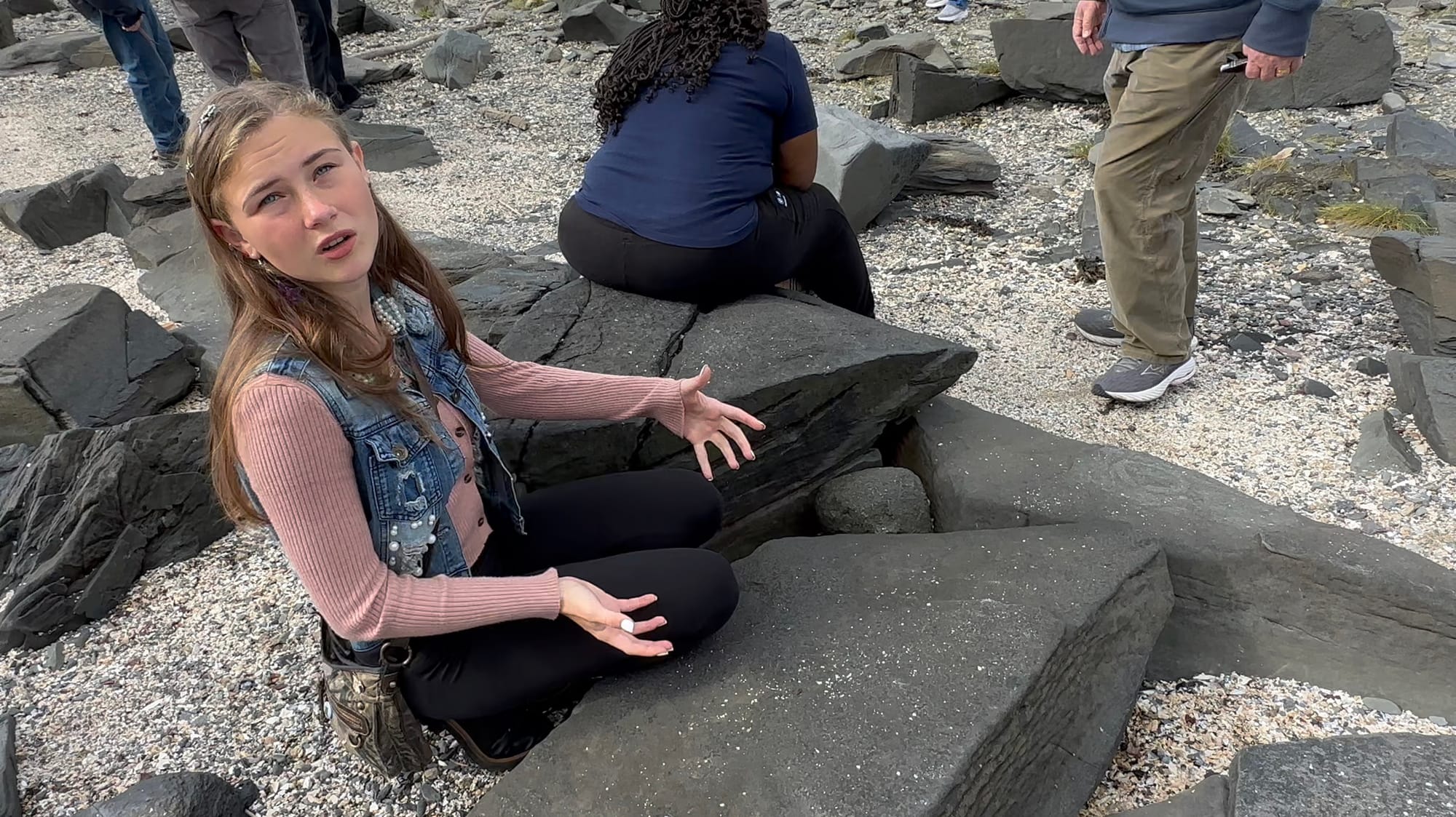 Photo of our tour guide, Bella telling us about petroglyphs - Wrangell