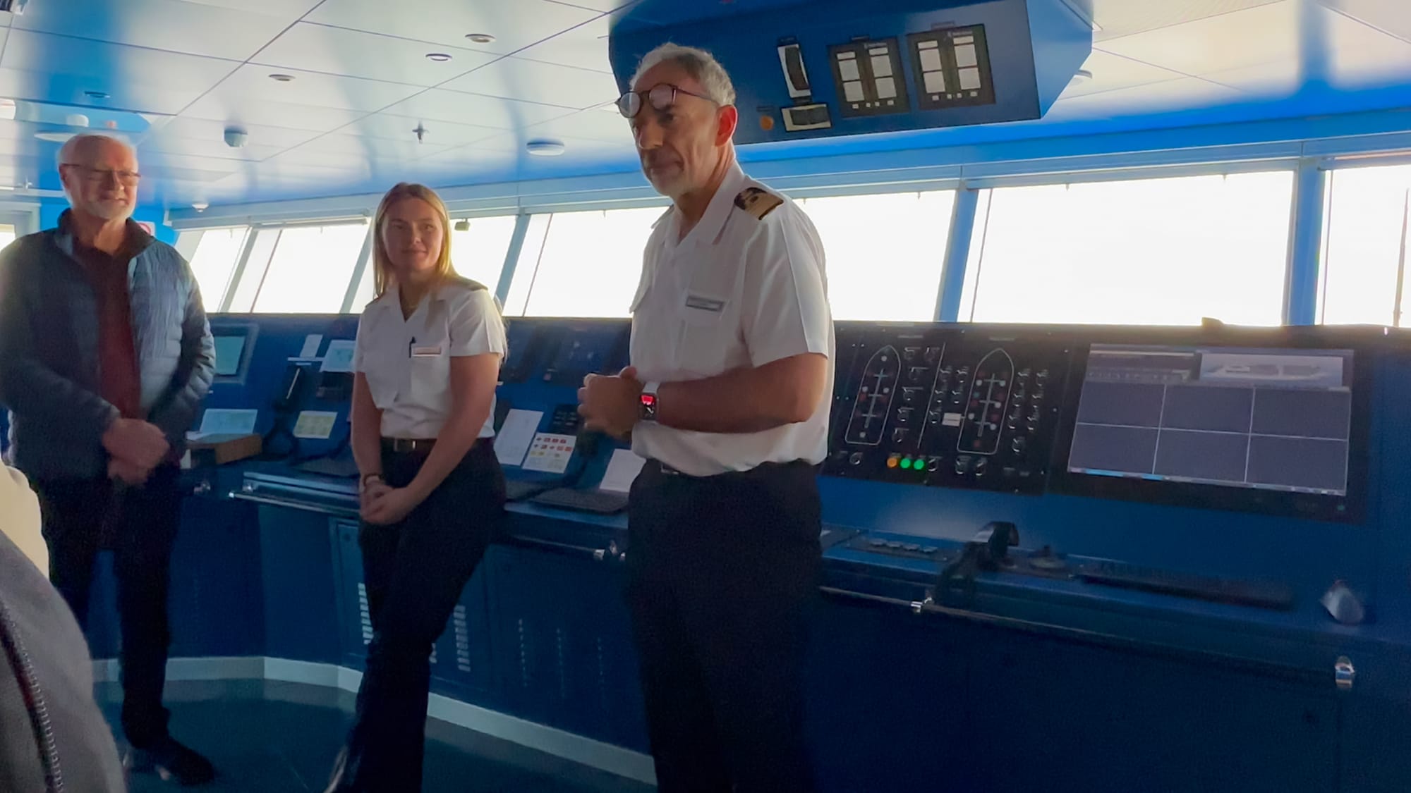 Photo of Captain introduction for bridge tour.