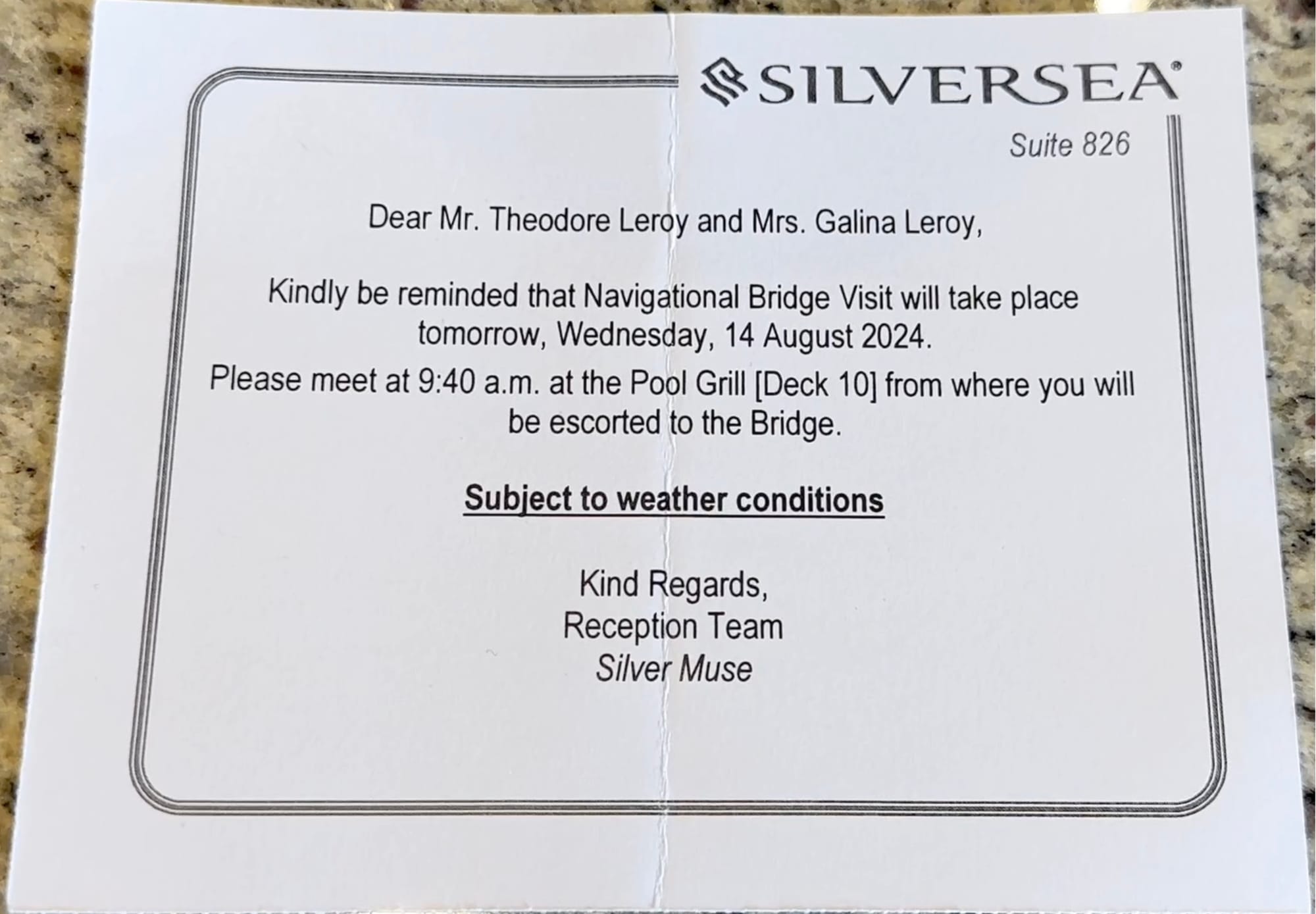 Photo of bridge tour invitation