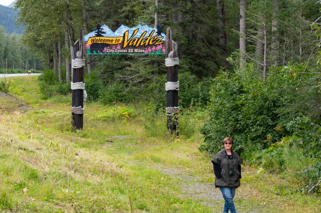 Photo of Galina by Valdez welcome sign