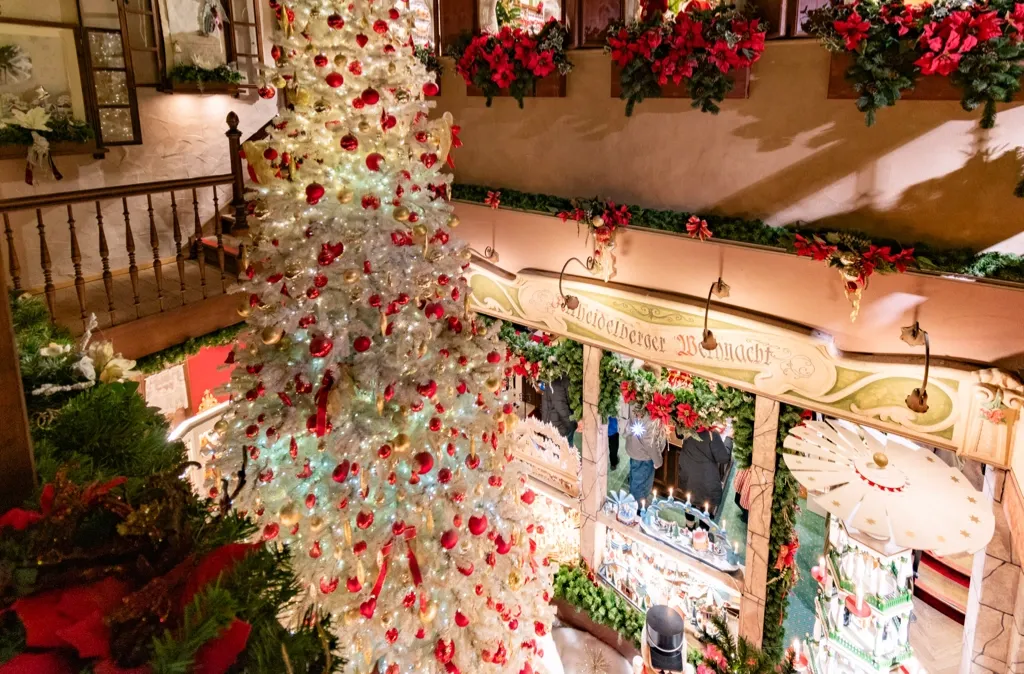 Photo of multi-story Christmas tree in the middle of the store