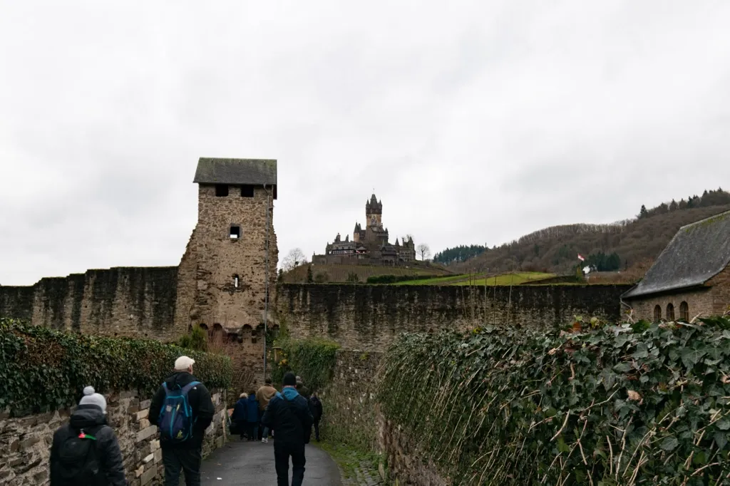 Photo of Cochem Castle perched atop its hill